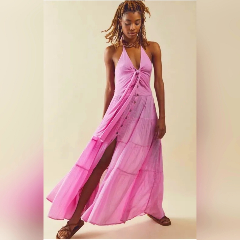 Free People A Little Extra Endless Summer Halter Maxi Dress NWT